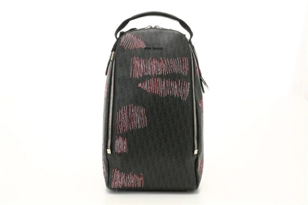Christian Dior Homme Bag Body Canvas Black Gray